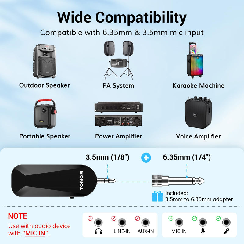 TONOR Wireless Headset Microphone, 2 in 1 UHF Over-Ear Mic System with 20 Channels, 65ft Range Handheld Microfono for Teaching, Fitness, Tour Guide, Compatible with PA, Voice Amplifier, Speaker, TW100