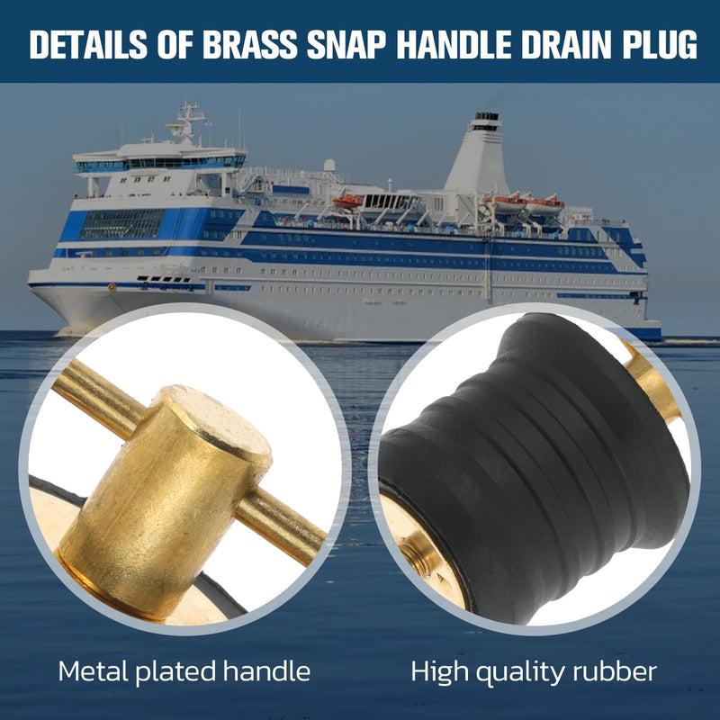 4 Boat Drain Plugs with T Handle and Twist Plug Function (Brass, 1.25 Inch) Brass