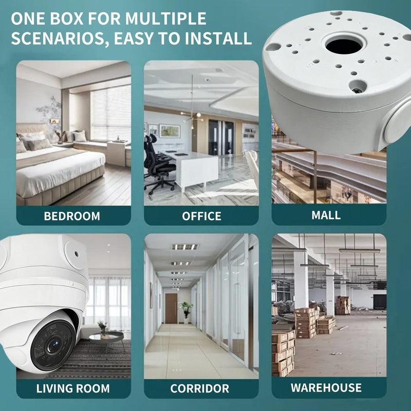 Outdoor Junction Box for Dome Camera Mount IP Security Cameras, White, Aluminum Metal Hide Cable Bracket, Rainproof, Round,4 Pack 4