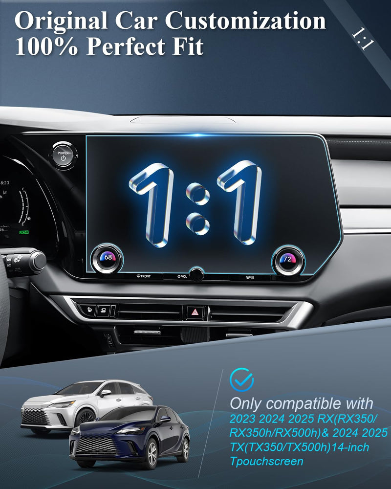 BIBIBO for 2025 2026 Lexus RX Screen Protector 2023 2024 2025 2026 Lexus RX 350(Premium, Premium+, Luxury and F Sport Handling)RX Hybrid,14" Touchscreen Tempered Glass Anti-Scratch Lessen Fingerprints 14 inch-|2024-2026 RX | Matte