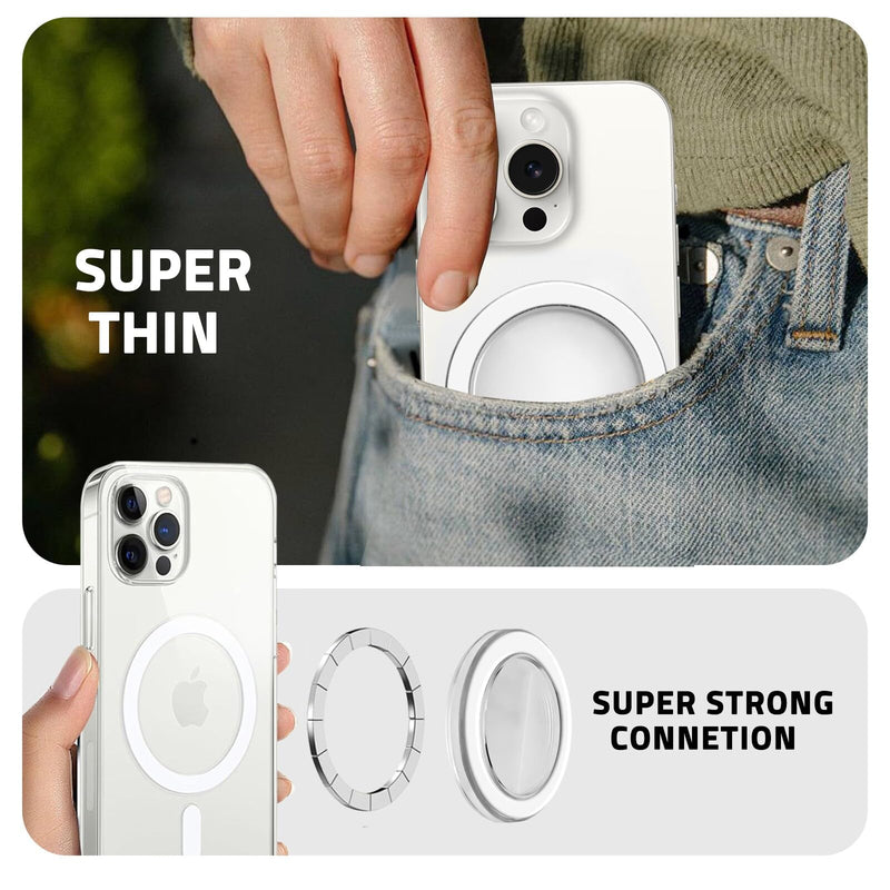 Magnetic Base Compatible with Popsocket Phone Grip and MagSafe，Removable Phone Holder Base for Smartphone and Phone Cases, Upgrade for Phone Stand,White Black Clear
