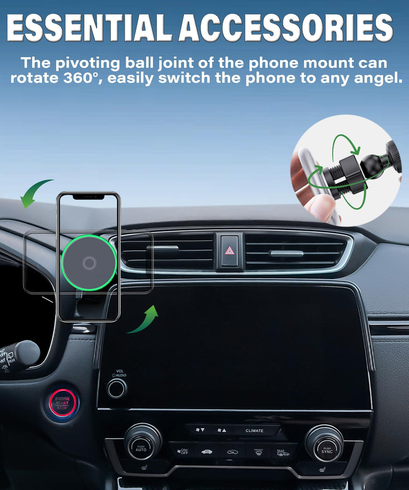 Car Phone Holder for 2017 2018 2019 2020 2021 2022 Honda CR-V Accessories 15W Fast Wireless Charger Screen Fixed Clip Cell Phone Mount Hands-Free 360 Degree Rotation (5/7 Inch) fit for 2017-2022 Honda CRV(5/7 Inch Screen)