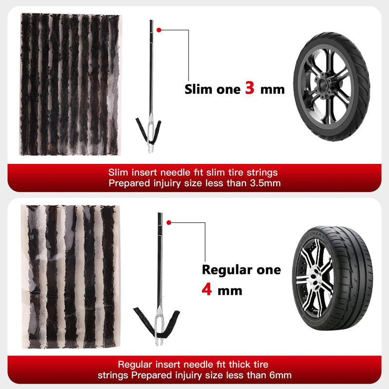 SUNSOUL Portable Tire Repair Kit with Plugs, Heavy Duty Tire Plug Kit, 40PCS Flat Tire Emergency Repair Tool for Car, Motorcycle, Truck, ATV, UTV, RV, Tractor