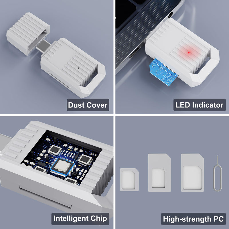 USB C SIM Card Reader-Micro/Nano/Standard SIM Kit with Eject Pin,SIM Card Adapter for Editing & Reading Contacts Messages,USB to SIM Card Adapter Edit,Plug & Play for Windows