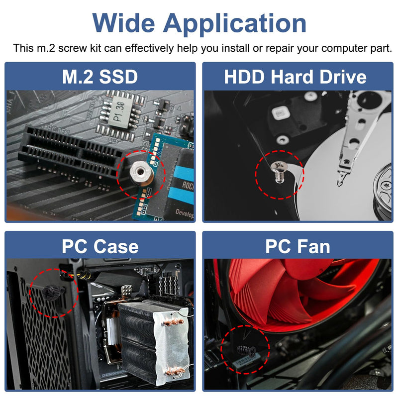 480PCS M.2 Screws Motherboard Standoffs Screws Computer Screws Assortment Kit, NVMe Screws M.2 SSD Mounting Screws for Motherboard, SSD, HDD Hard Drive, PC Fan, PC Case