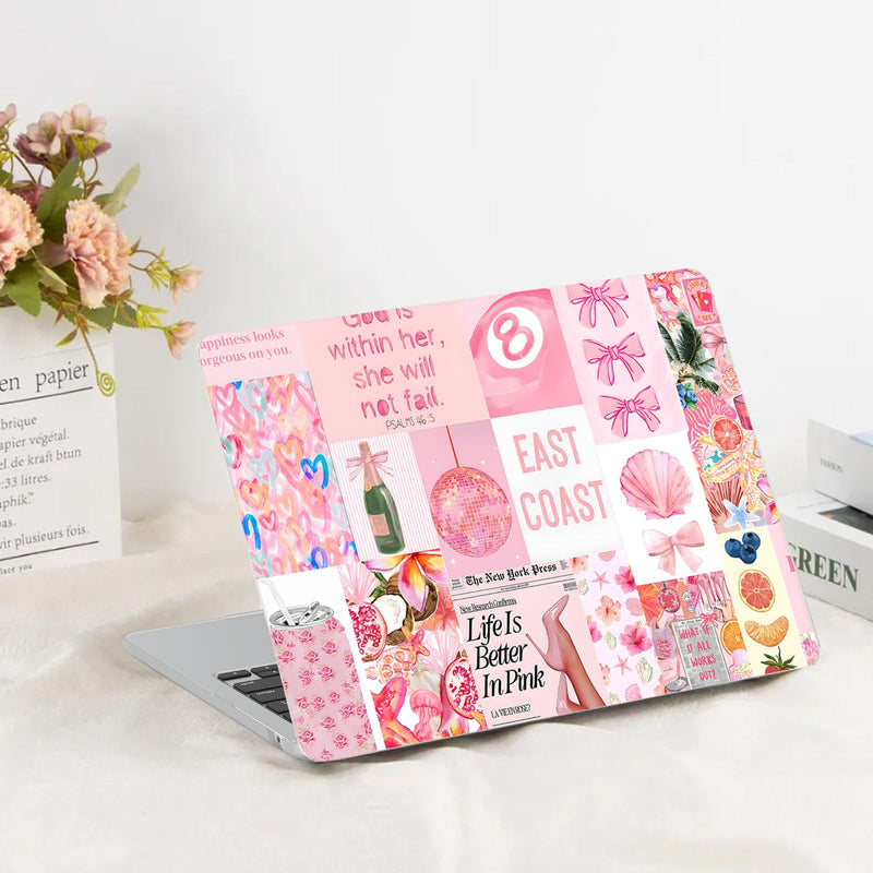 G JGOO Compatible with MacBook Air 15 inch Case M5 M4 M3 M2 2026 2025-2023 | Model A3448 A3241 A3114 A2941, Protective Plastic Hard Shell Case + Keyboard Cover + Screen Protector, Pink Aesthetic Collage Pink Collage