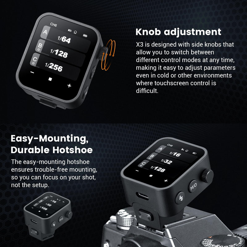 Godox X3F X3-F TTL Wireless Flash Trigger for Fujifilm Camera, 2.4G Wireless Touchscreen Flash Transmitter, Support TTL Auto/Manual/Multi Flash, Built-in Lithium Battery, High-Definit OLED Screen
