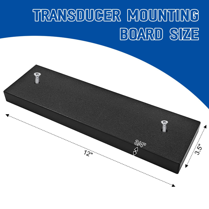 Transducer Mounting Board, Boat Transom Mounting Plate for Fish Finders & Transducers, 12" X 3.5" X 3/4", Transducer Mount Block Hardware Kit, Universal, Marine-Grade, Black, 1 Pack