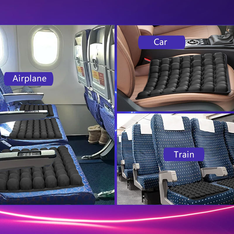  [AUSTRALIA] - SUNFICON Air Cushion Inflatable Chair Air Seat Cushion Car Portable Breathable Comfort Cushion Office Wheelchair Pad Orthopedics Pain Pressure Relief Cushion Camping Seat Mat 18 x 16 x1 in Black