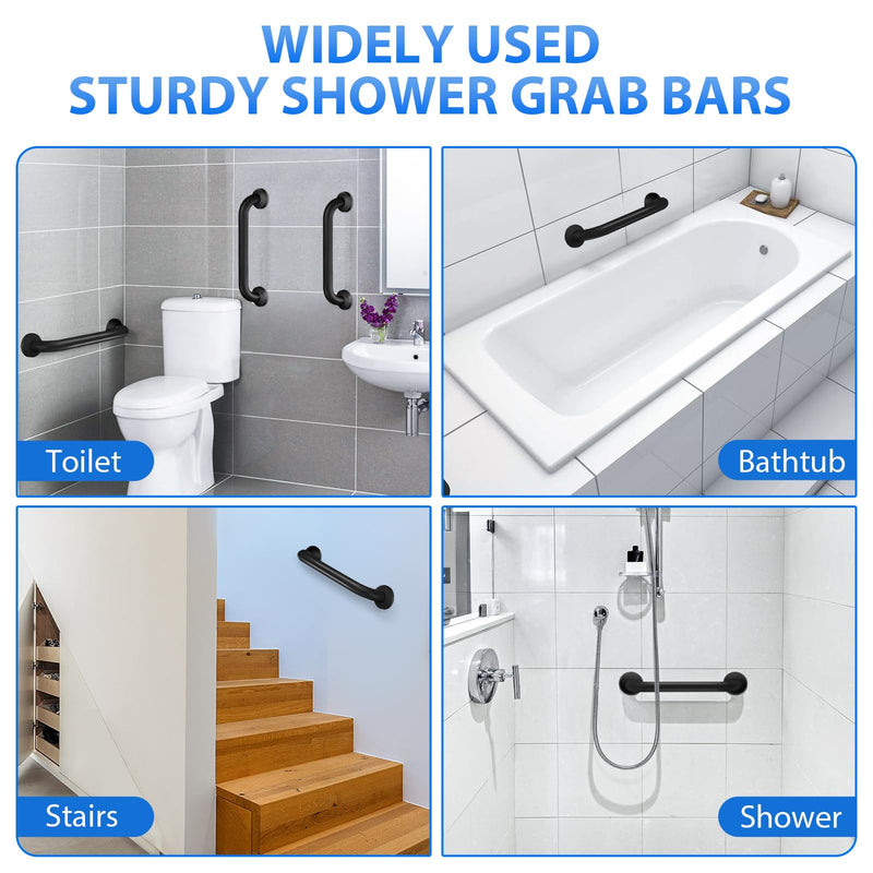 2 Pack Shower Grab Bar, Stainless Steel Bathroom Grab Bar, Shower Handle, Bath Handle, Grab Bars for Handicap Elderly Seniors Bathroom Safety Grab Bar (18 Inch，Black) 18lnch Black