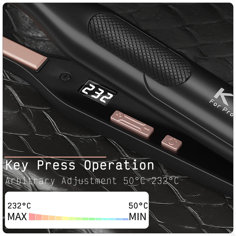 K&K 0.3 Inch Mini Pencil Hair Straightener with UK Plug for Short Hair | 0.3" ULTRA-SLIM PLATES: Extra-narrow ceramic floating plates reach close to roots ideal for short hair pixie cuts & beards.