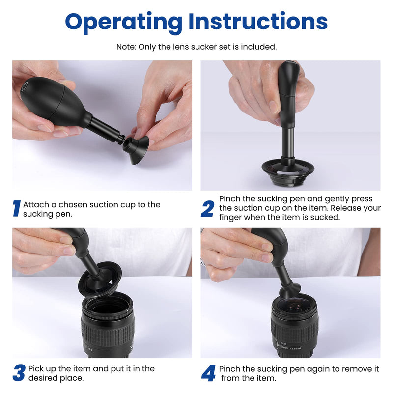 NEEWER 8-in-1 Lens Sucker Kit, IC Pick Up Vacuum Suction Pen with 7 Interchangeable Suction Cups Lens Repair Tool for Repair and Cleaning, Watches, and Electronic Components