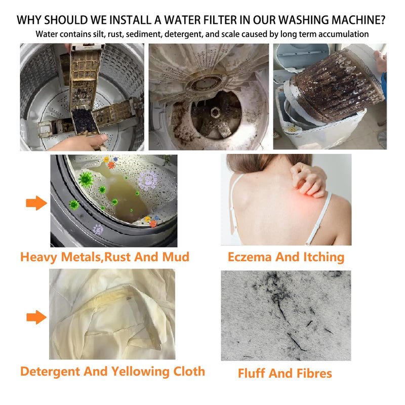 XZ03 Reusable Brass Sediment Filter, 40 Micron Washer Water Filter System, for Washing Machine, Heater, Camping, Protecting Appliances, Reduces Clothes Yellowing, Anti Scale Shower Filter