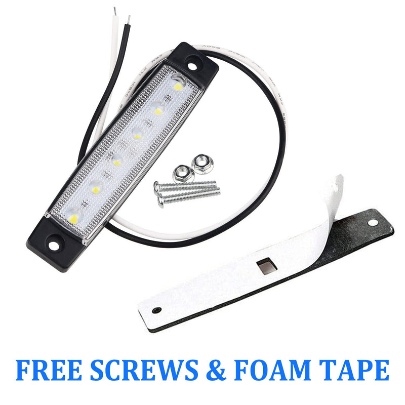 FXC 10x 6 LED Clearence Truck Bus Trailer Side Marker Indicators Light Tail Taillight Brake Stop Lamp 12V (White) White