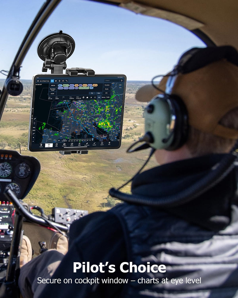 Aircraft Cockpit Tablet Holder Suction [Large Powerful Suction Cup] Aviation Pilot Tablet Mount for Windshield Window Compatible with iPad mini Air Pro, Galaxy Tab, Fold, Phone, Camera, 4-13"