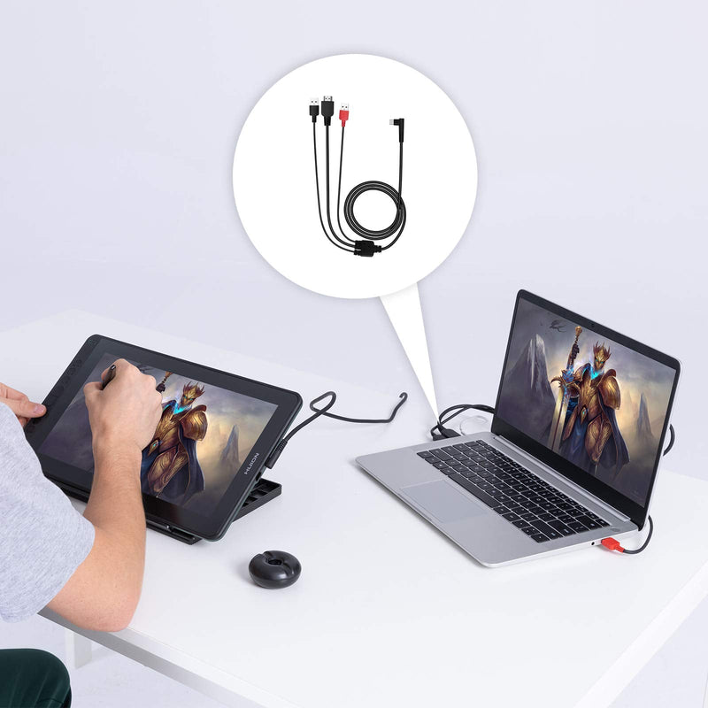 HUION 3-in-1 Cable CB05A | Only Compatible with Kamvas 12/13/16 (2021), Not Compatible with Kamvas Pro 12/13/16, 13(Gen 3)/16(Gen 3)
