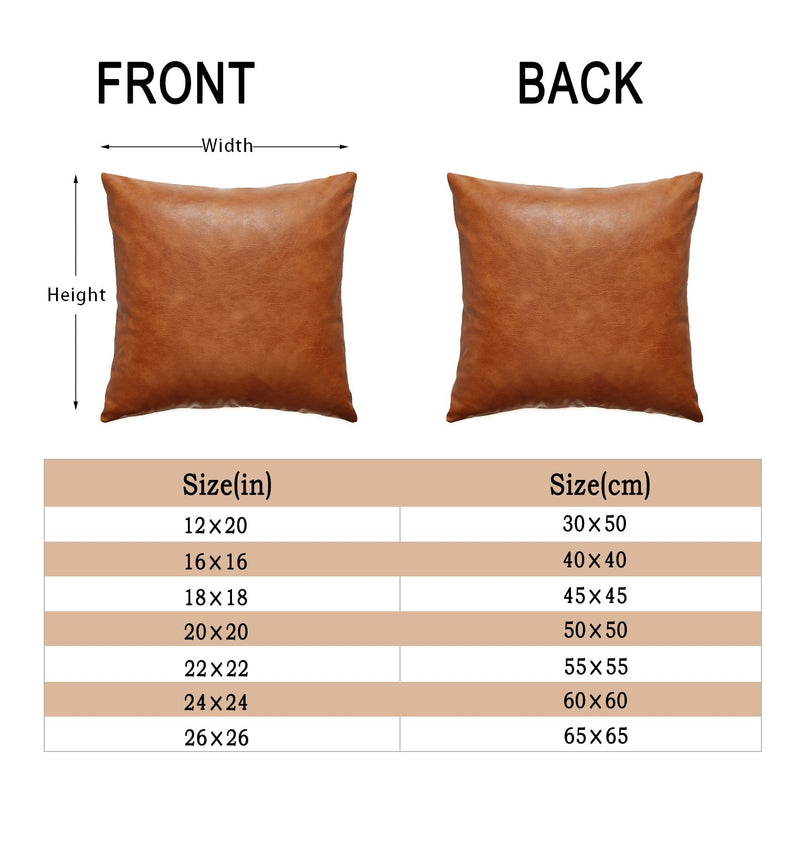 Faux Leather Throw Pillow Covers 18X18 Inch Set of 2 Brown Outdoor Modern Farmhouse Solid Decorative Pillow Covers for Room Couch Living Bedroom Bed Sofa 18" x 18" (Pack of 2)