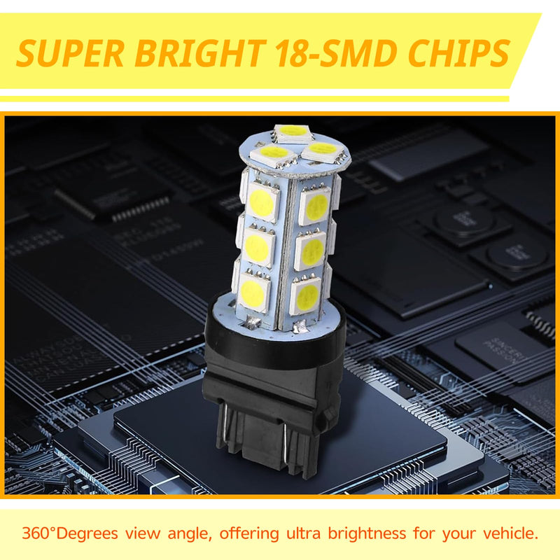 10 PCS 3157 LED Light Bulb, 5050-18SMD 360-degree Waterproof Brake Light With High Brightness, 6500 K DC 12 V 1.8 W Energy-saving Long-life Taillight Bulb Replacement, for Most Cars (White)