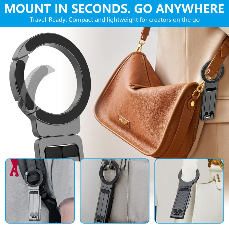Magnetic Phone Tripod for MagSafe,5-in-1 Mini Tripod Mount | 52N Strong Magnet Foldable Hook Phone Stand with Arca Quick Release & 1/4" Arri Hole for iPhone, Vlog, Travel, Desk