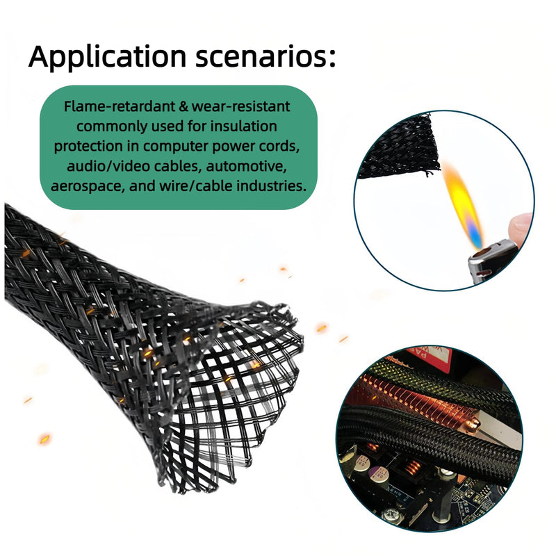 32.8 ft Nylon Hydraulic Hose Protector Sleeve Flame-Retardant, Tig Torch Cable Cover, Black Protective Cover Hose Sheath, Flexible Cutting Sheath Sleeve Management Wrap for Cord Tig (1.5 Inch Id)