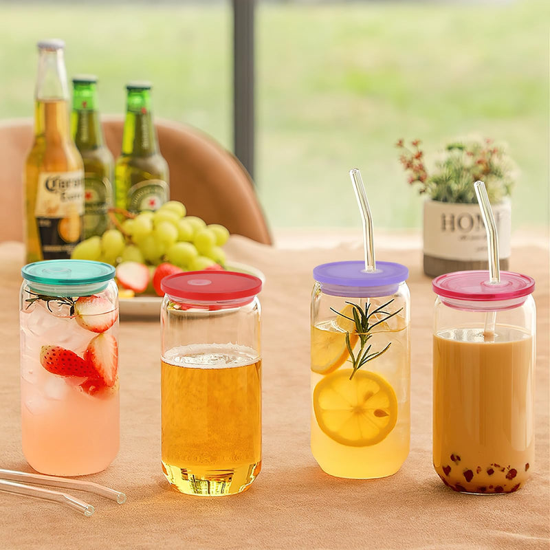 36-Pack Colorful Acrylic Cup Lids with Straw Hole - Spill-Proof Reusable Covers for 16oz Glasses & Tumblers - Perfect for Iced Coffee, Beer, Beverages 36-Pack