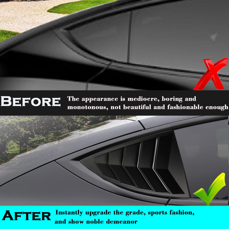 YHCDSEA for Model 3 Rear Side Window Shutter Cover Louver Sport Style Cool Exterior Decoration fit for Tesla Model 3 2017-2024 Accessories (Matt Black) Matt Black