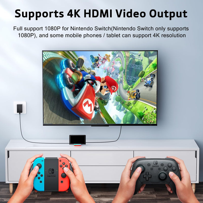 TV Dock Station for Nintendo Switch, Portable TV Docking Station Replacement with 4K HDMI Adapter/USB 3.0/ USB-C Port,Replacement Charging Dock for Nintendo Switch (Blue Not for Switch2) Blue