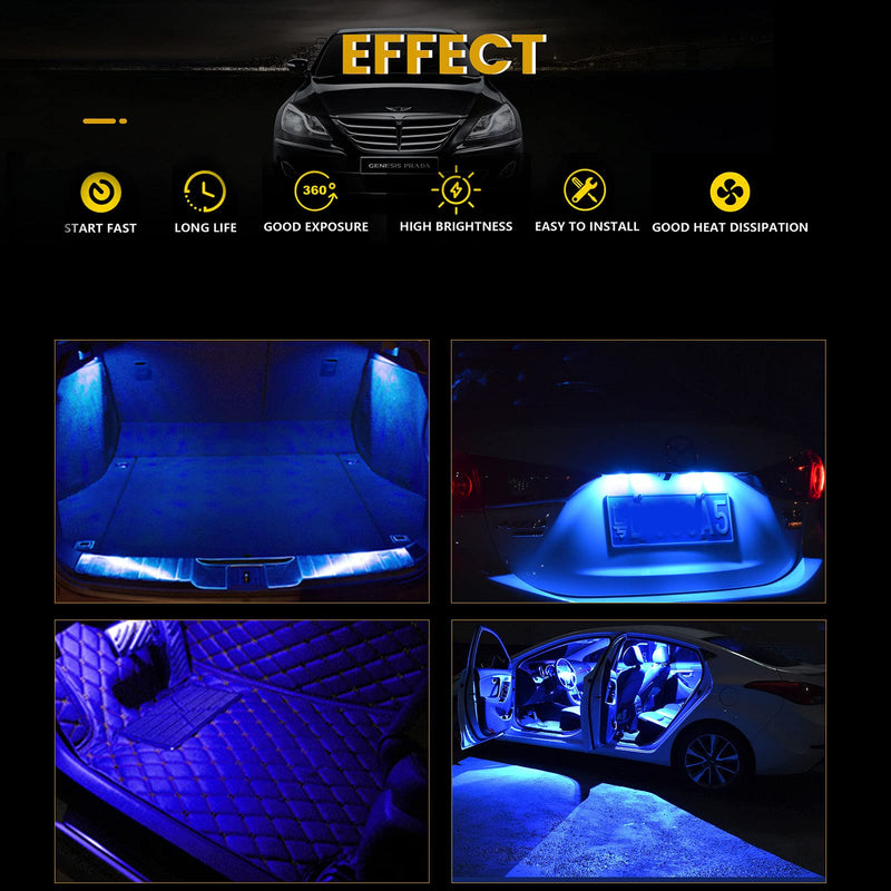 YM E-Bright 20-Pack Blue BA9S 5050 5SMD Led Bulbs Clearance Wedge Light License Plate Lamp Side Maker Light 12V Bule