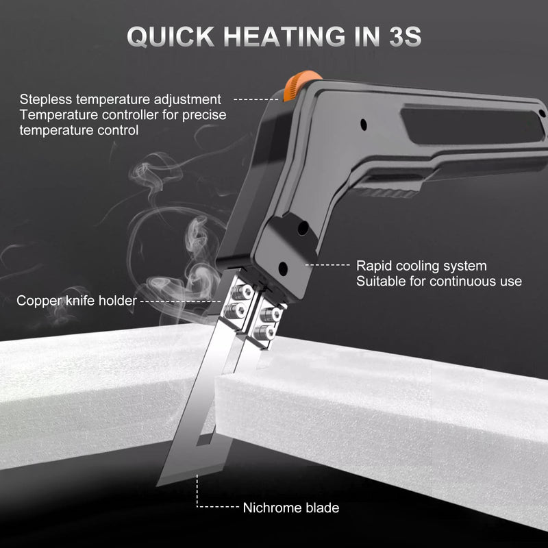 Hot Knife, Hot Foam Cutter,Rope Hot Knife Cutter, 300W Foam Cutter Electric | 0-600℃ Polystyrene Cutting Tool, Portable Hot Knife with 3 Blades for Sponge/EPS/EPP/KT BOARD/EVA/PU/Fabric/Rubber