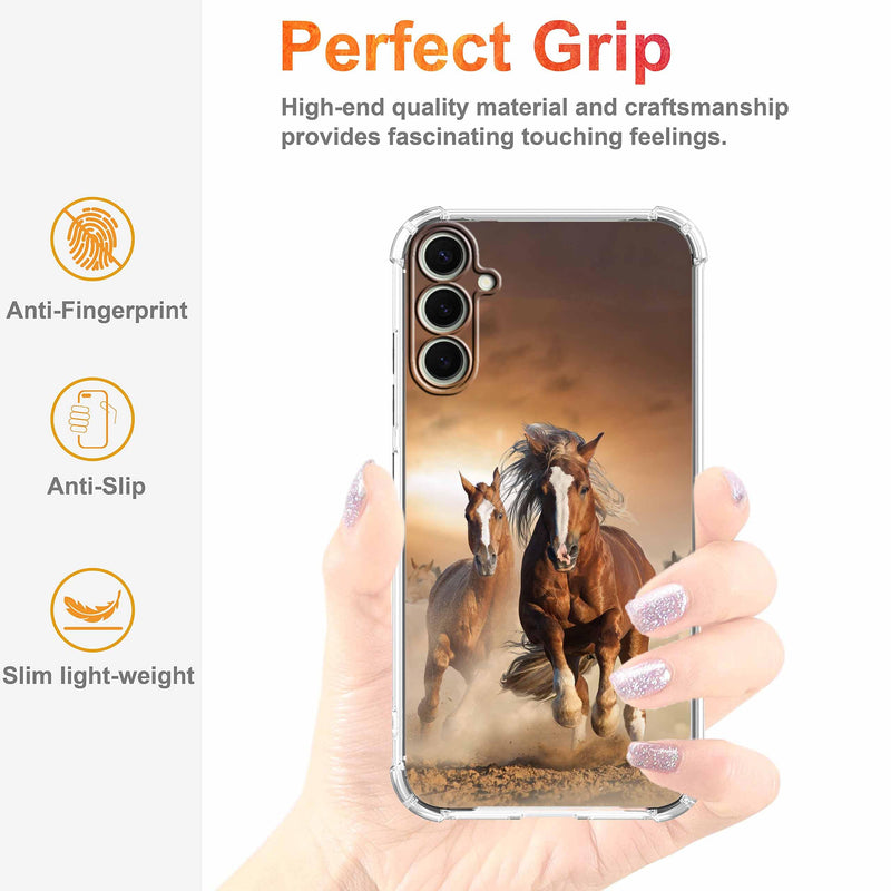 Case for Samsung Galaxy S26 with Horse Design,Brown Running Animals Pattern,Clear Slim Soft TPU Bumper Phone Cover,6.3”(Horse,Sx26)