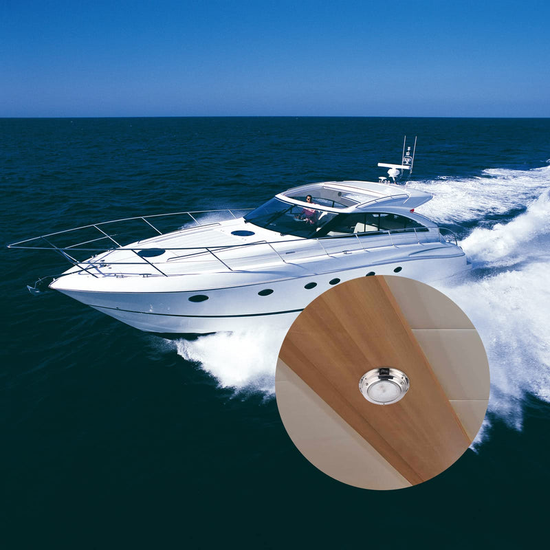 Marine Dome Light LED Boat Cabin Lights White with Switch Stainless Steel Surface Mount 12 Volts (4.18 Inches) 4.18 Inch