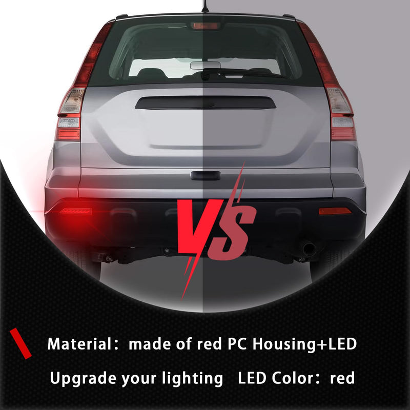 LED Rear Bumper Reflectors Fog Brake Tail Light Lamps Compatible with Honda CRV CR-V 2007-2009, Replace Stock Reflector Trim OEM 33505SWA A01 33555SWA A01 (Red) Red