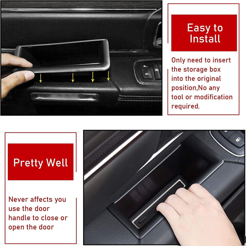 TTCR-II for Ram 1500 Door Side Organizer Tray 2019 2020 2021 2022 2023 2024 2025 2026, for Ram 1500 Door Pocket Insert 4 Pcs (Does not fit 2500 3500 4 Pcs For Ram 1500 5th