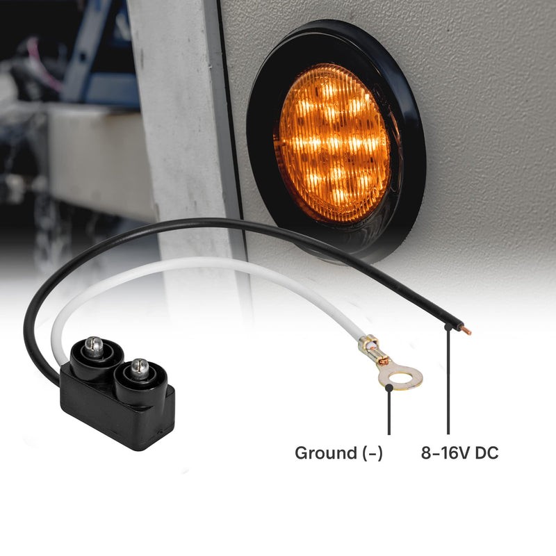 TRUE MODS 4pc 2.5" 12V Amber Round LED Clearance Side Marker Lights [DOT FMVSS 108] [SAE P2] [Reflector Lens] [Grommet & Plugs] [Flush-Mount] [Waterproof IP67] for Boat Trailer Semi Truck RV Peterbilt 4 Pack