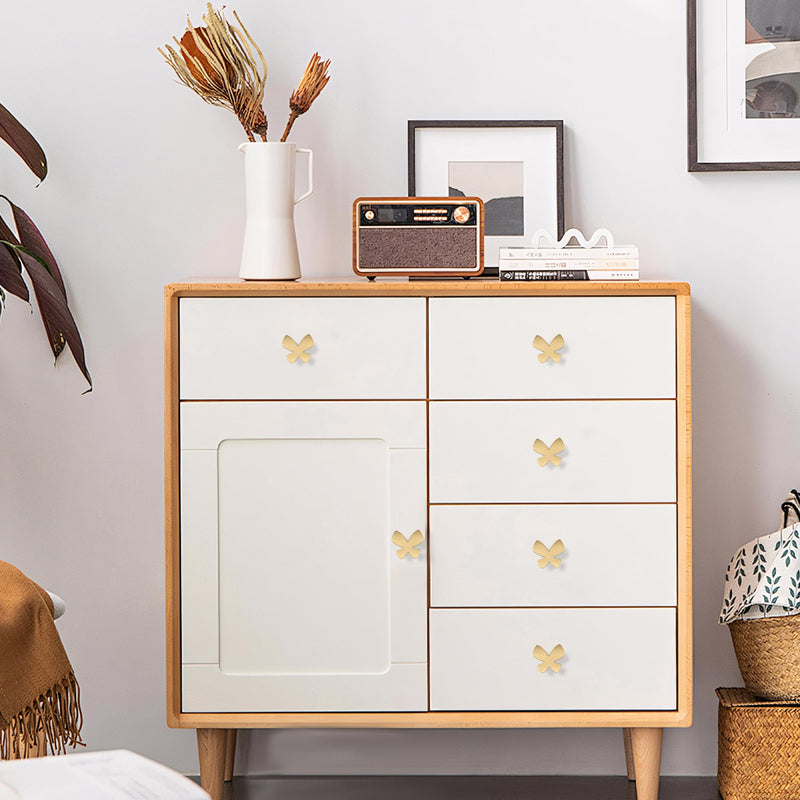 5 Pack Solid Brass Cartoon Butterfly Cabinet knob, Children's Dressing Table, Desk, Bookshelf, Drawer, Wardrobe, Gold Single Hole Handle