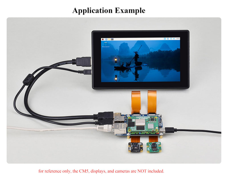 Mini Base Board (B) Compatible with Raspberry Pi Compute Module 5, Onboard EEPROM and Encryption Chip, Compact Design with 4xUSB, Color-Coded 40PIN GPIO Header, 2xMIPI, M.2 M Key PCIe Interfaces,etc