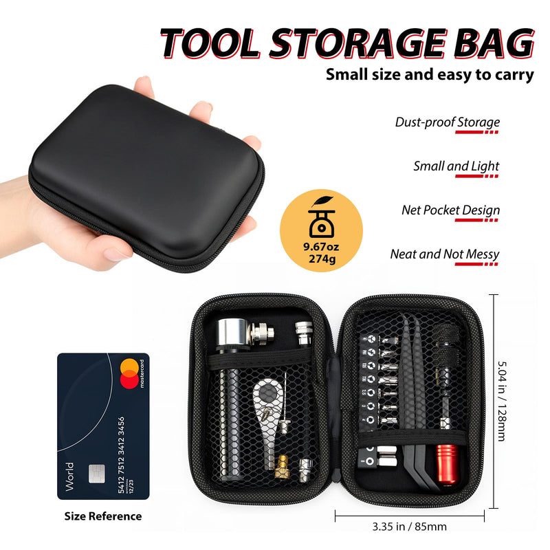 Bike Repair Tool Kit with Mini Pump & 10 Magnetic Bits - Alloy Multitool for Bicycle, MTB, Road Cycling - Portable Multifunction Tool Set Include Tire Inflator for Presta/Schrader Valves TOOL2(with pump)