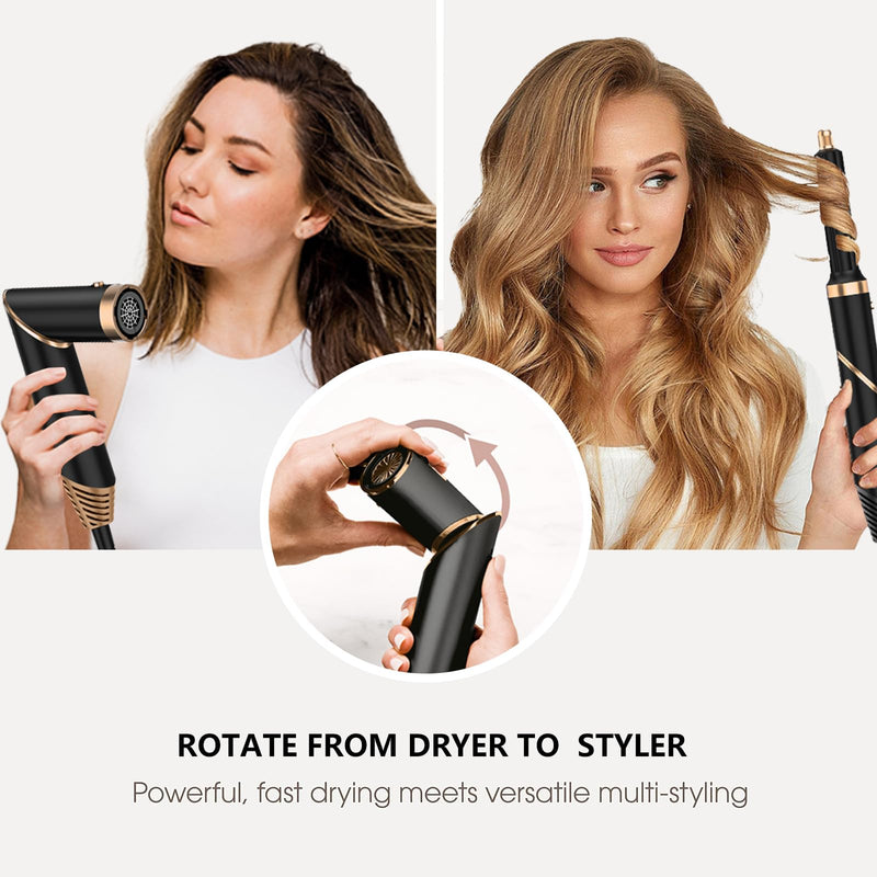 TANSHINE Foldable 5 in 1 Auto Wrap Hair Styler Brush | Foldable rotating handle, 1000W, dual voltage 100-240V, 3 temps 50/80/105°C, 5 heads, ionic, UK plug