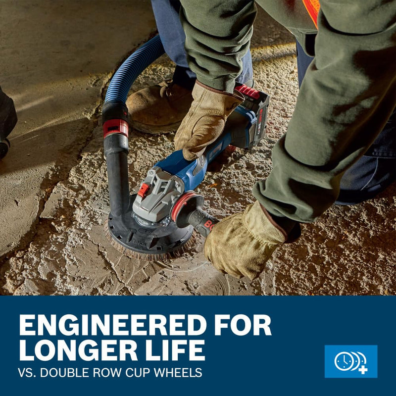 BOSCH DCDR0501 5 in. Double Row Segmented Diamond Cup Wheel | Longer Life, Effective Grinding | Concrete, Mortar | Small Angle Grinders