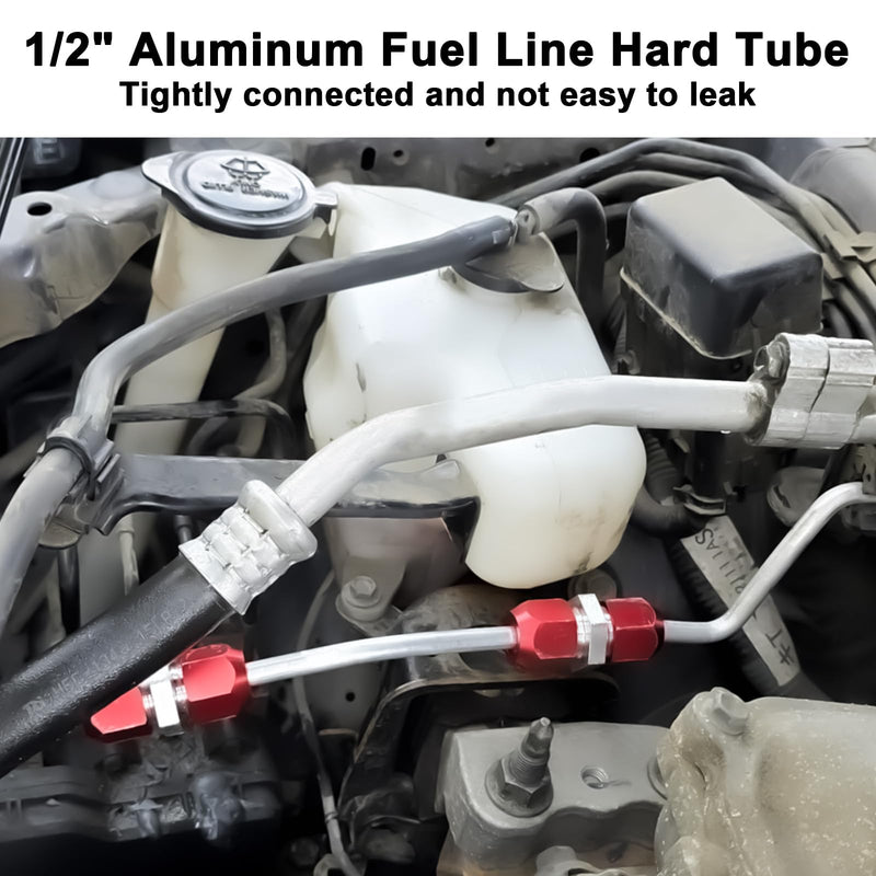 1/2 Aluminum Hard Fuel Line,1/2" OD Aluminium Coiled Tubing Hard Tube, 16FT 1060 Grade Metal Tubing for Brake Line, Metal Gas Line, Refrigeration Equipment Fuel Line-1/2-16FT