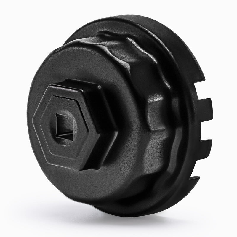 64mm 14 Flutes/4 Slots Oil Filter Cap Wrench Removal Tool Socket Compatible with Toyota, Lexus, and Scion Vehicles Equipped with 2.5L to 5.7L engines, Black Heavy-Duty Aluminum 4 Slot