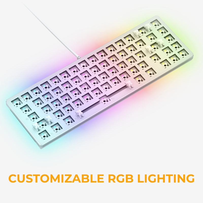 Glorious Gaming GMMK 2 Compact 65% Barebones (Frame Only) - Mechanical Gaming Keyboard Frame, Compact TKL Size (65%), Aluminium, Customisable, Per Key RGB, American QWERTY Layout - White Prebuilt Compact (65%)