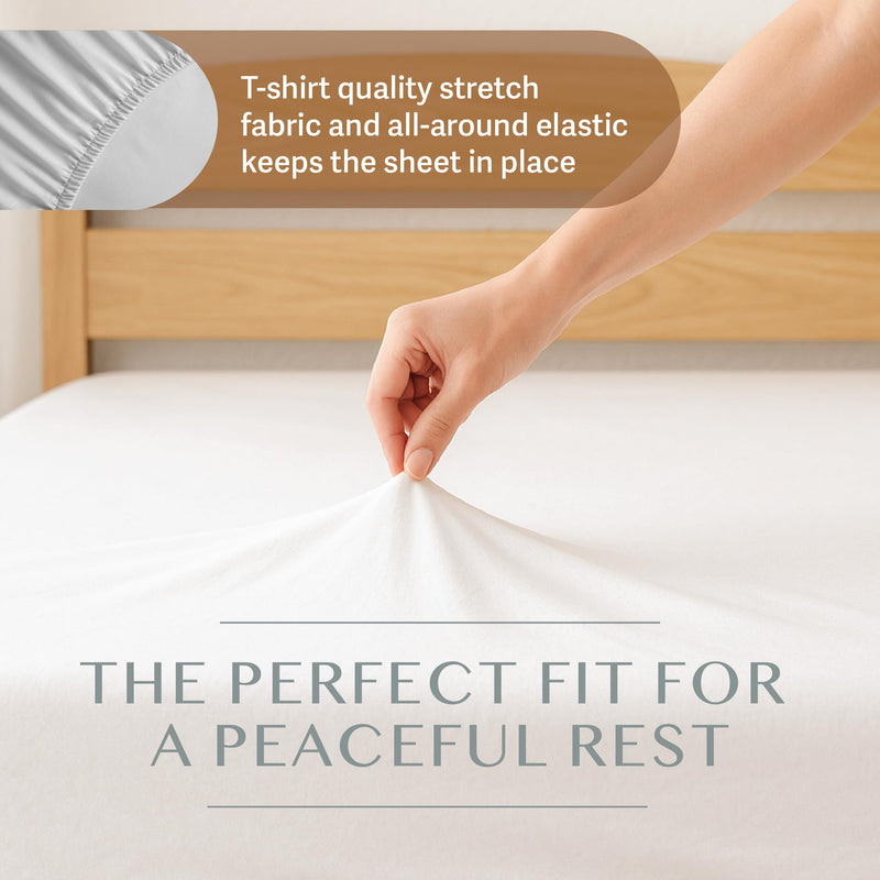 BLISSFORD - 2 Pack Fitted Hospital Bed Sheets with Elastic All Around for a Cotton Rich Soft Knitted Jersey Sheet, 36” x 84” x 12” 2 Per Pack 1 - White