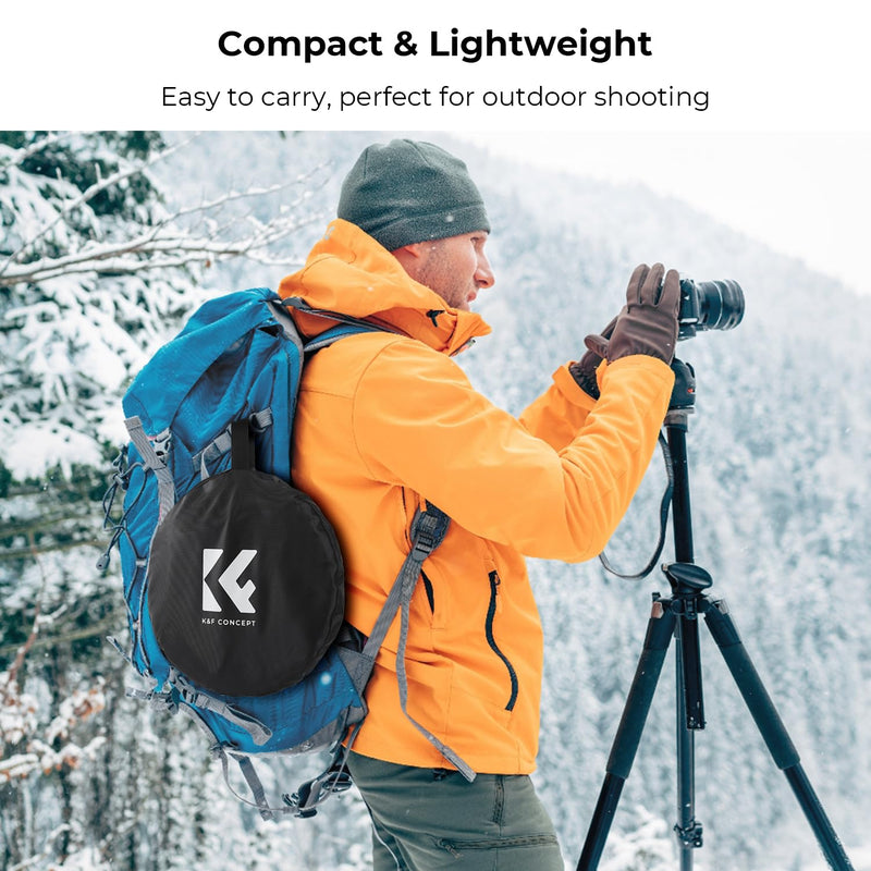 K&F CONCEPT 5-in-1 Light Reflector with Grip 22"(60cm) Photography Diffuser Collapsible Portable for Studio and Outdoor Lighting Gold Silver White Black Translucent 22'' (60cm)