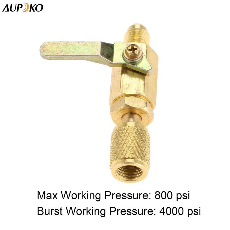 Air Conditioner Ball Valve 1/4" SAE Adapter, Straight Shut-Off Valve for HVAC A/C Automotive Service Tools, Fits for R134A R22 R12 R410A Refrigerant