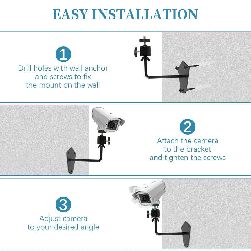 4-Pcs Camera Wall Mount Bracket, 360 Camera Mount with 1/4 Inch Thread, Metal Security Camera Mount, Camera Holder for Surveillance Cameras, Solar Panels, Lights