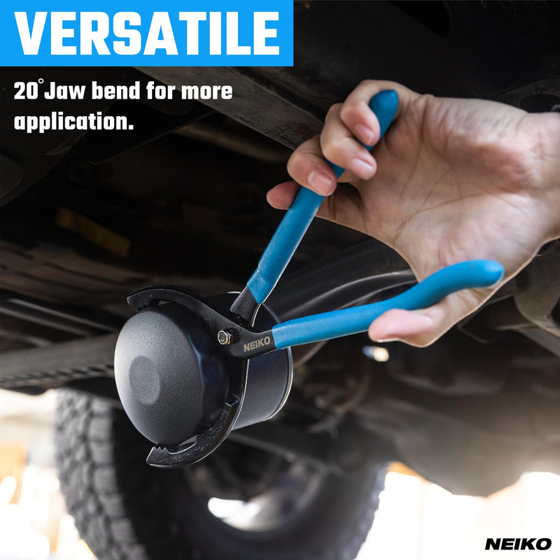 NEIKO 03422A Oil Filter Wrench, 12” Adjustable Oil Filter Pliers, 3 Adjustable Positions, Fits 2-3/8” to 4-1/2”, Oil Change Tools, Filter Removal Tool 12" Oil Filter Wrench