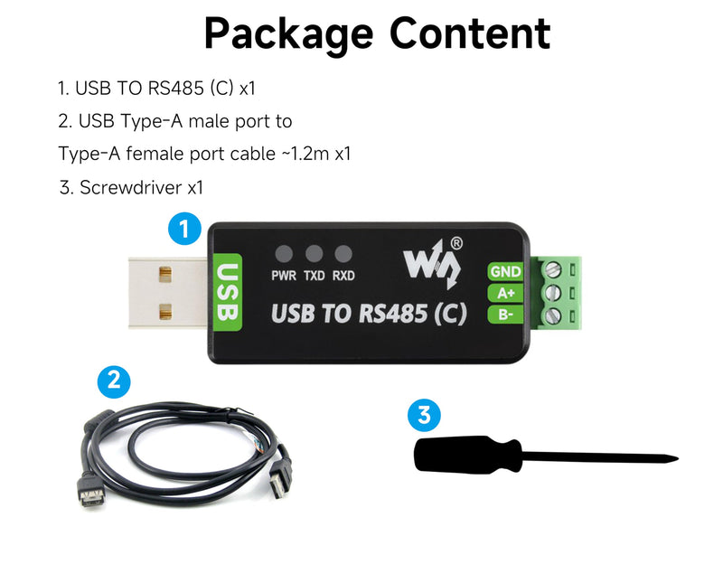 USB to RS485 Bidirectional Converter, with FT232RNL Stable Chip, Industrial Grade Isolated Adapter, with Isolated Transceiver and TVS Protection Circuits, etc. Up to 1.2km RS485 Transmission Distance