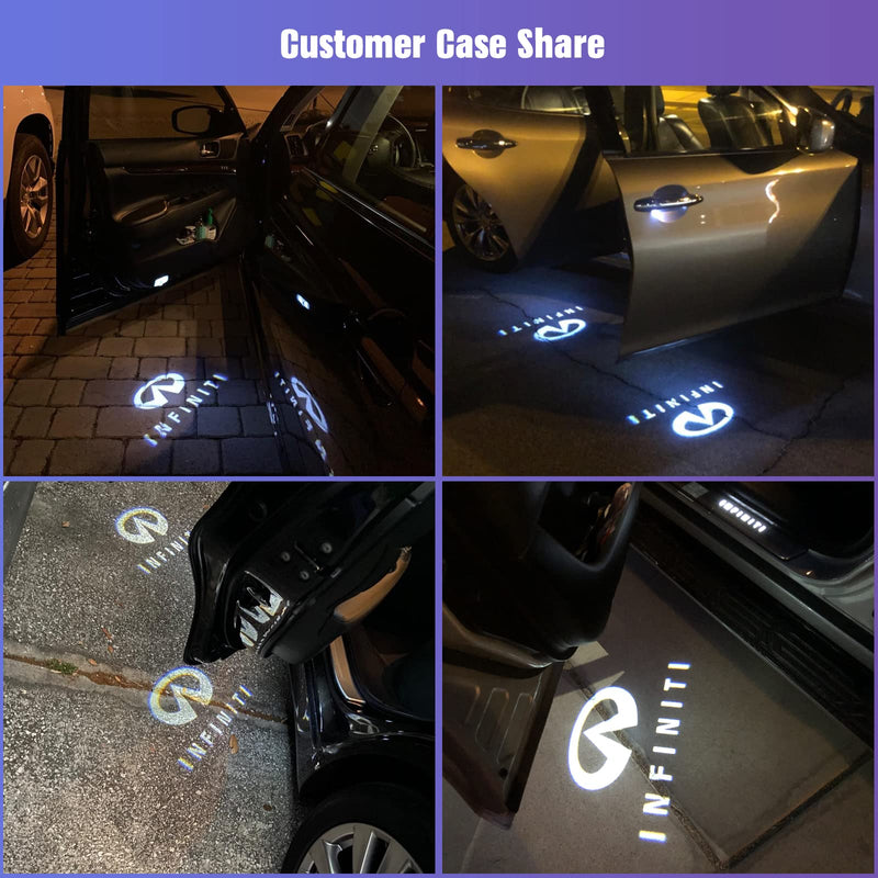 No Fade Car Door Lights Logo Compatible with Infiniti, LED Welcome Lights Accessories for Q50 Q60 Q70 G25 G37 QX50/56/60/70/80 M25/35/37/45/56 FX35/37/45/50 EX25/35/37 IF-4pcs