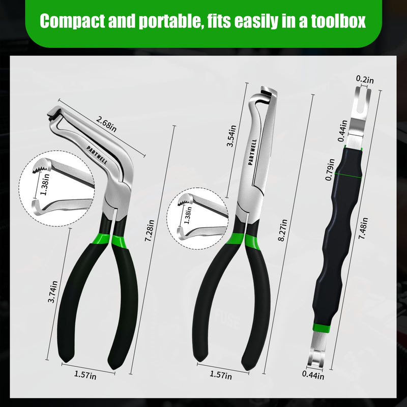 Electrical Disconnect Pliers Set – 3PCS Electrical Connector Pliers for Cars, Fuel Line Disconnect Tool, and Automotive Electrical Tool Kit Green 3